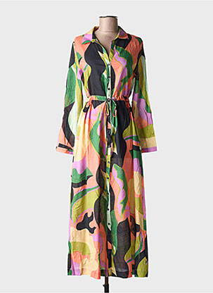 Robe longue manches longues manches longues vert GRACE & MILA femme