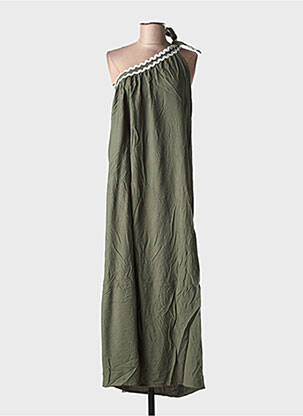 Robe longue tissage crêpe sans manche vert ROSY DAYS femme