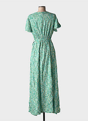 Robe longue imprimé fantaisie manches courtes vert ELENA Z femme