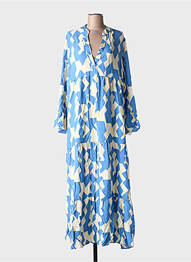 Robe longue manches longues manches longues bleu C'FLO femme