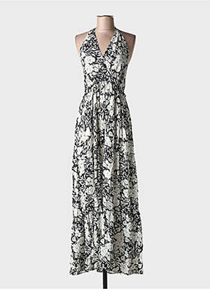 Robe longue imprimé fleurs sans manche noir C'FLO femme