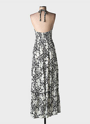 Robe longue imprimé fleurs sans manche noir C'FLO femme