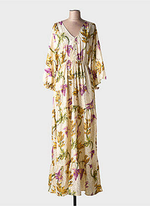 Robe longue manches longues manches longues beige PURPLE QUEEN femme
