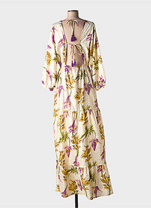 Robe longue manches longues manches longues beige PURPLE QUEEN femme