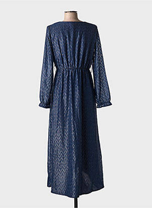 Robe mi-longue manches longues manches longues bleu LILIE ROSE femme