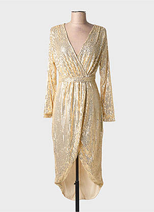 Robe mi-longue manches longues manches longues or LILIE ROSE femme