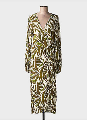 Robe mi-longue imprimé fantaisie manches longues vert TIFFOSI femme
