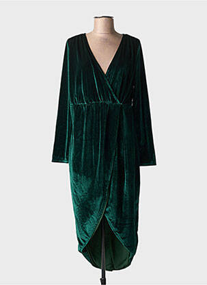Robe mi-longue manches longues manches longues vert LILIE ROSE femme
