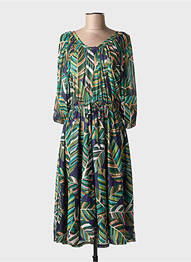 Robe longue manches longues manches longues vert MOLLY BRACKEN femme