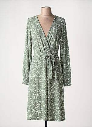 Robe mi-longue imprimé fantaisie manches longues vert VILA femme