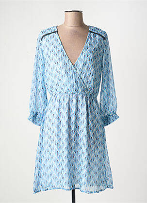Robe mi-longue imprimé fantaisie manches longues bleu TIFFOSI femme