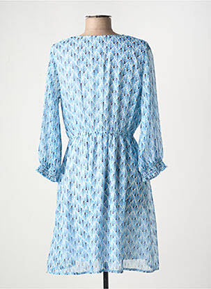 Robe mi-longue imprimé fantaisie manches longues bleu TIFFOSI femme