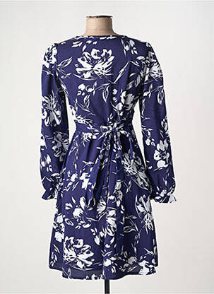 Robe mi-longue imprimé fleurs manches longues bleu LILIE ROSE femme