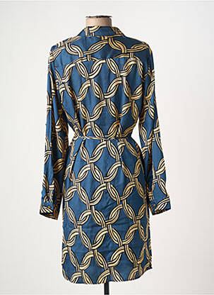Robe mi-longue imprimé fantaisie manches longues bleu AKOZ DE TOI femme