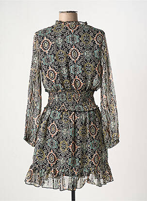 Robe mi-longue imprimé fantaisie manches longues noir MOLLY BRACKEN femme