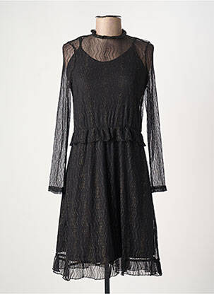 Robe mi-longue manches longues manches longues noir PIECES femme