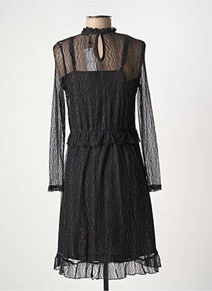 Robe mi-longue manches longues manches longues noir PIECES femme