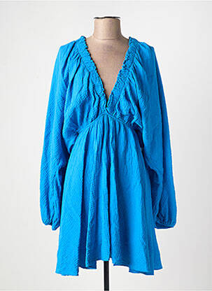 Robe mi-longue manches longues manches longues bleu L'ESSENTIEL femme