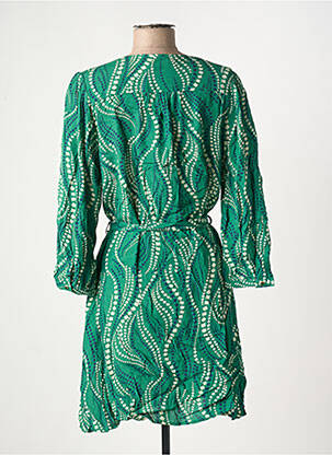 Robe mi-longue imprimé fantaisie manches longues vert LA PETITE ETOILE femme
