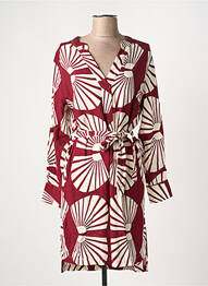 Robe mi-longue imprimé fantaisie manches longues rouge AKOZ DE TOI femme