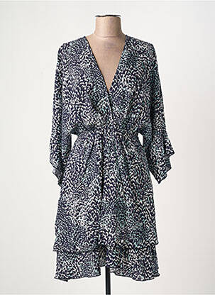 Robe mi-longue imprimé fantaisie manches longues bleu MOLLY BRACKEN femme