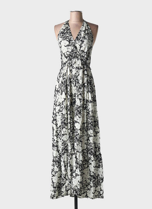 Robe longue imprimé fleurs sans manche noir C'FLO femme