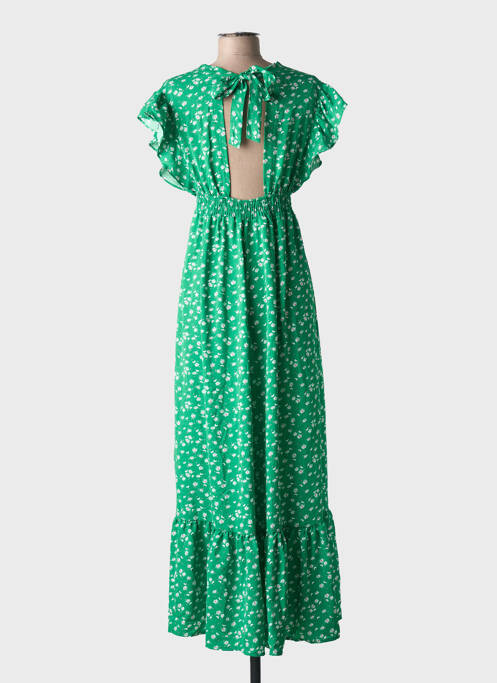 Robe longue manches courtes manches courtes vert ELENA Z femme