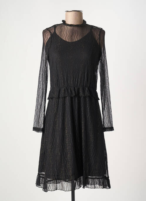Robe mi-longue manches longues manches longues noir PIECES femme