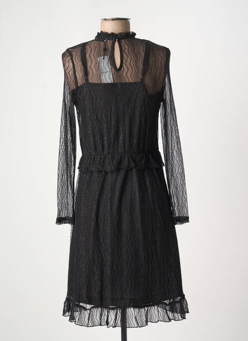 Robe mi-longue manches longues manches longues noir PIECES femme