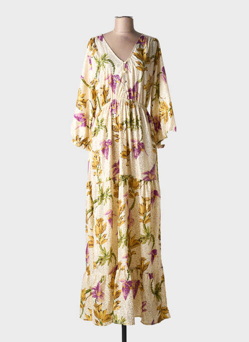 Robe longue manches longues manches longues beige PURPLE QUEEN femme