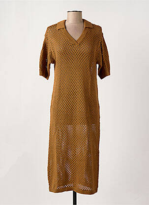 Robe pull col v manches courtes marron PIECES femme