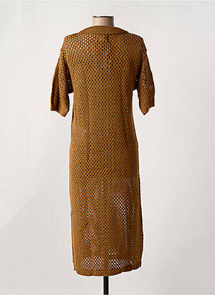 Robe pull col v manches courtes marron PIECES femme