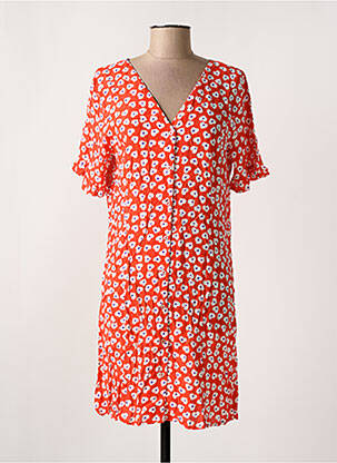 Robe courte coupe fluide manches courtes rouge PIECES femme
