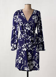 Robe mi-longue imprimé fleurs manches longues bleu LILIE ROSE femme