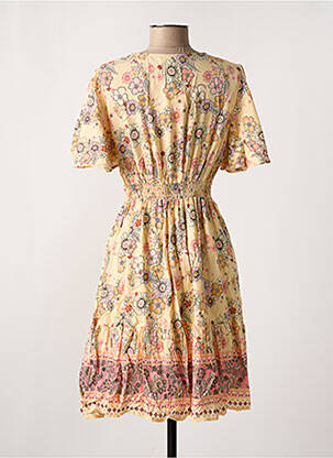 Robe mi-longue imprimé fleurs manches courtes beige IN APRIL 1986 femme