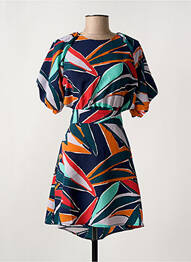 Robe mi-longue imprimé fantaisie manches courtes bleu TIFFOSI femme