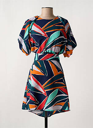 Robe mi-longue imprimé fantaisie manches courtes bleu TIFFOSI femme