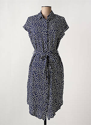 Robe mi-longue manches courtes manches courtes bleu PIECES femme