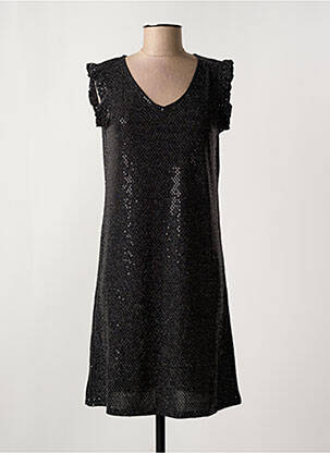 Robe courte coupe fluide manches courtes noir MOD. STYLE femme