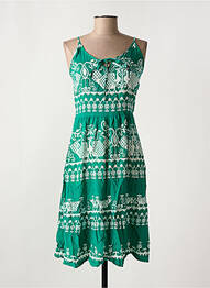 Robe mi-longue imprimé fantaisie fines bretelles vert C'FLO femme
