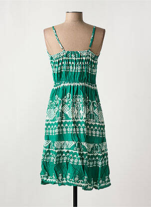 Robe mi-longue imprimé fantaisie fines bretelles vert C'FLO femme