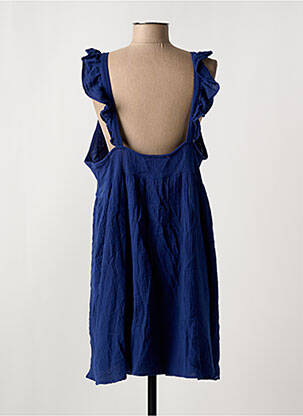 Robe mi-longue tissage crêpe fines bretelles bleu MOLLY BRACKEN femme