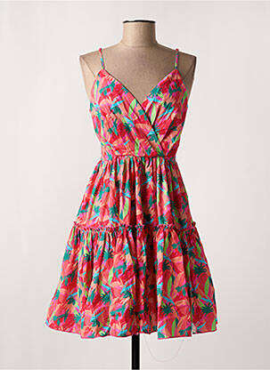 Robe courte imprimé fleurs fines bretelles rose LILI SIDONIO femme
