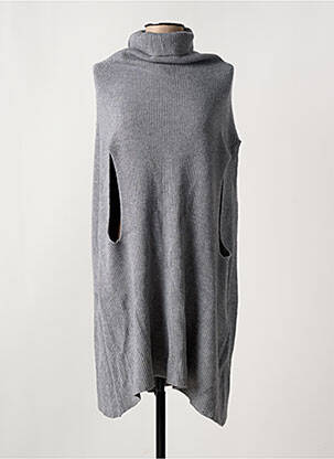 Pull tunique tissage chiné manches courtes gris ROSY DAYS femme