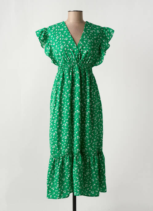 Robe mi-longue vert ELENA Z pour femme