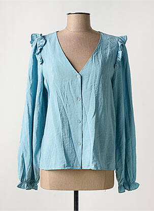Chemisier tissage crêpe manches longues bleu VILA femme