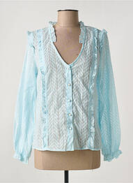 Chemisier tissage crêpe manches longues bleu LOVIE & CO femme