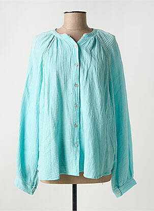 Chemisier tissage crêpe manches longues vert SANDY femme