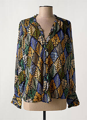 Chemisier tissage crêpe manches longues bleu MOLLY BRACKEN femme