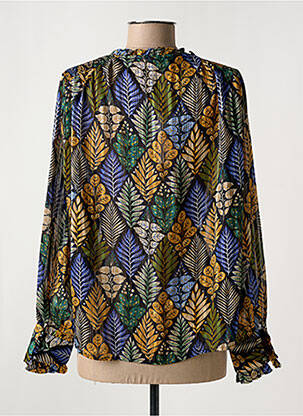 Chemisier tissage crêpe manches longues bleu MOLLY BRACKEN femme
